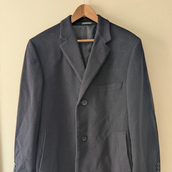 Lauren Ralph Lauren Men's Black Overcoat Coat Cashmere And Wool 100% 38R Mens - Picture 3 of 11